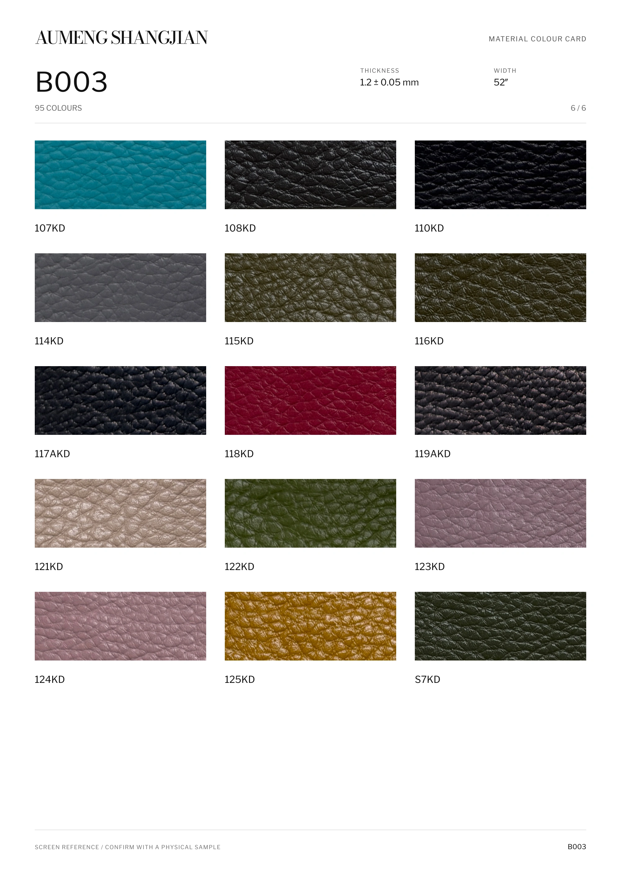 B003 Pebbled grain · Electronic colour card · 6 / 6