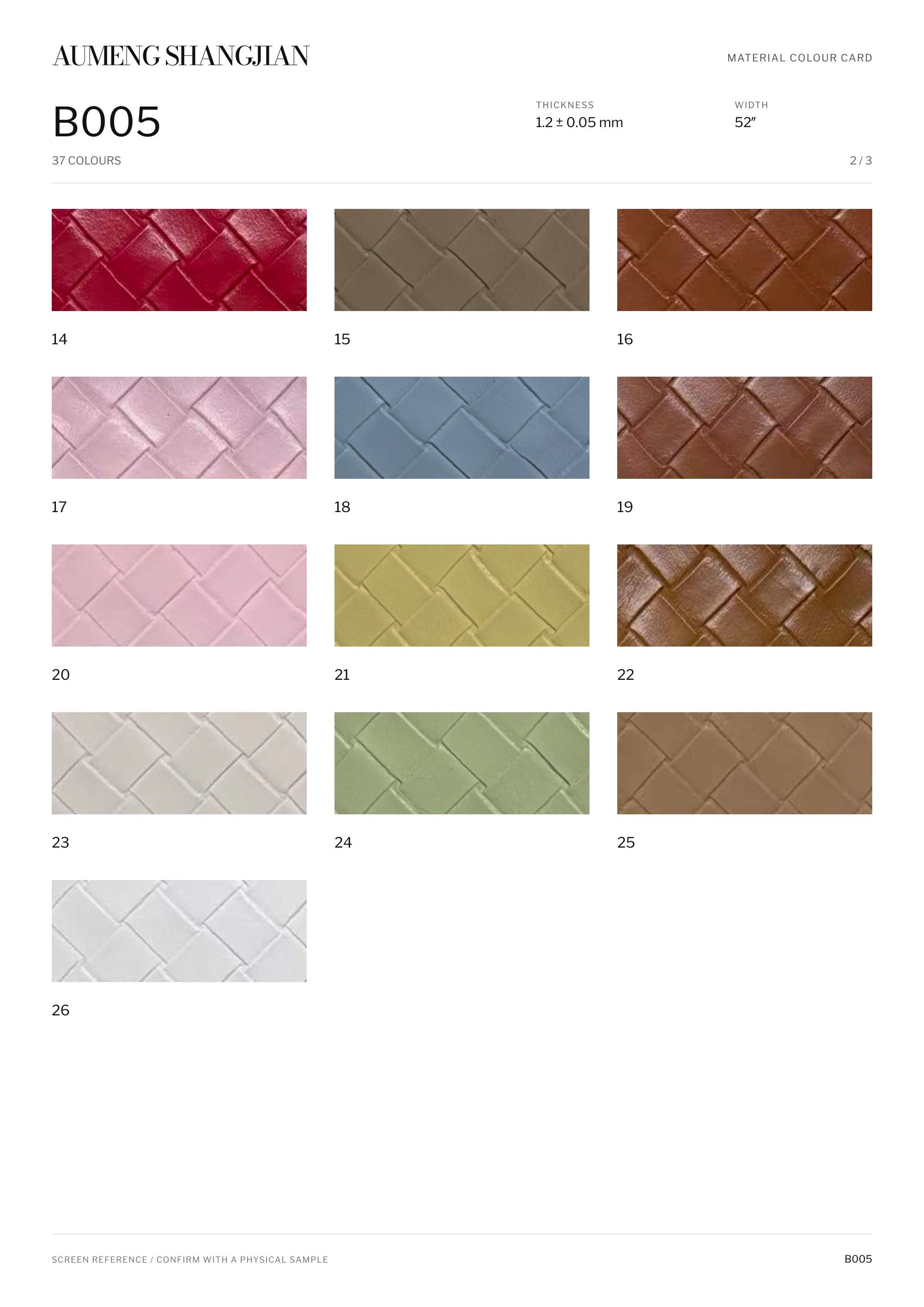 B005 Woven pattern · Electronic colour card · 2 / 3