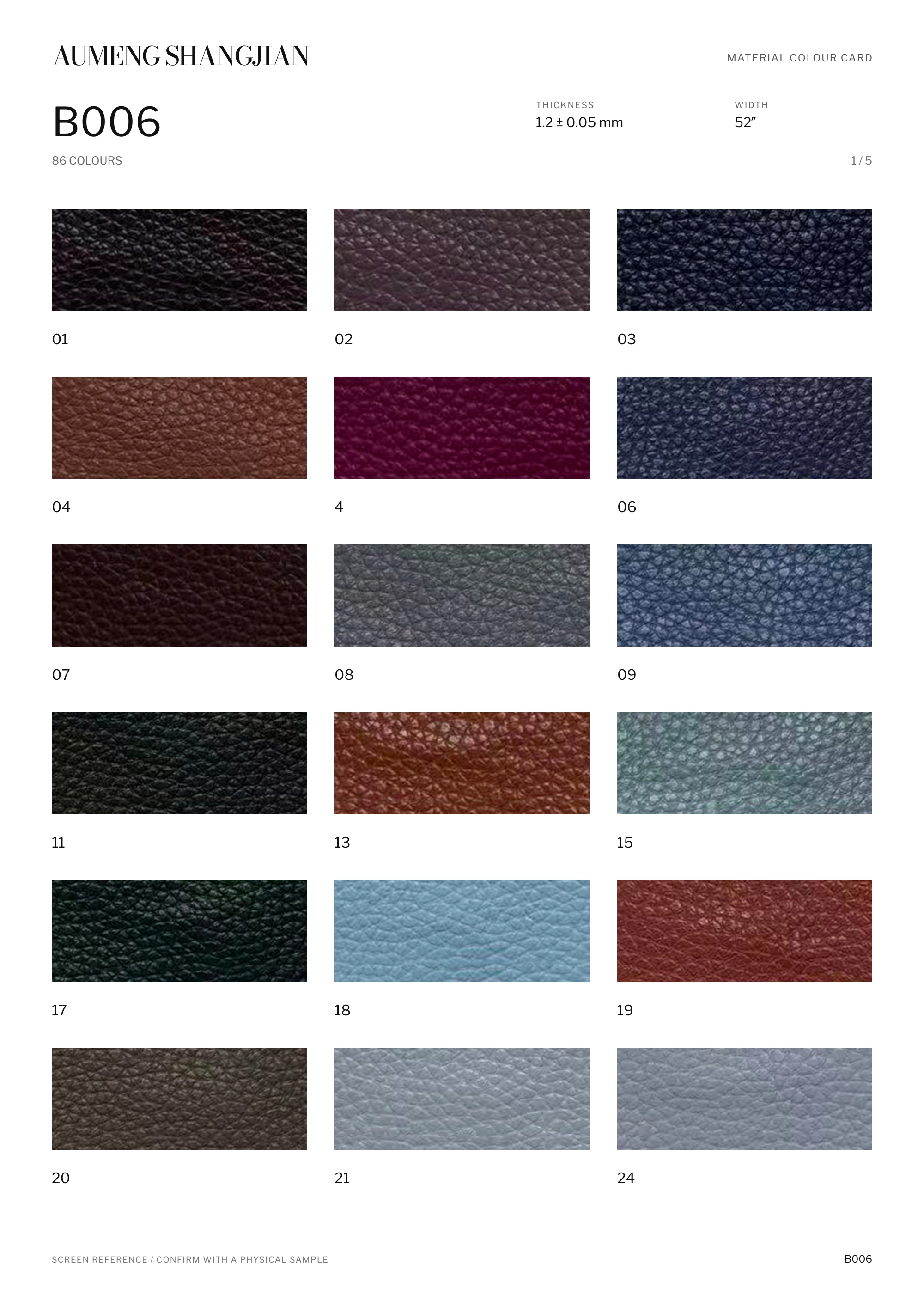 B006 Pebbled grain · Electronic colour card · 1 / 5