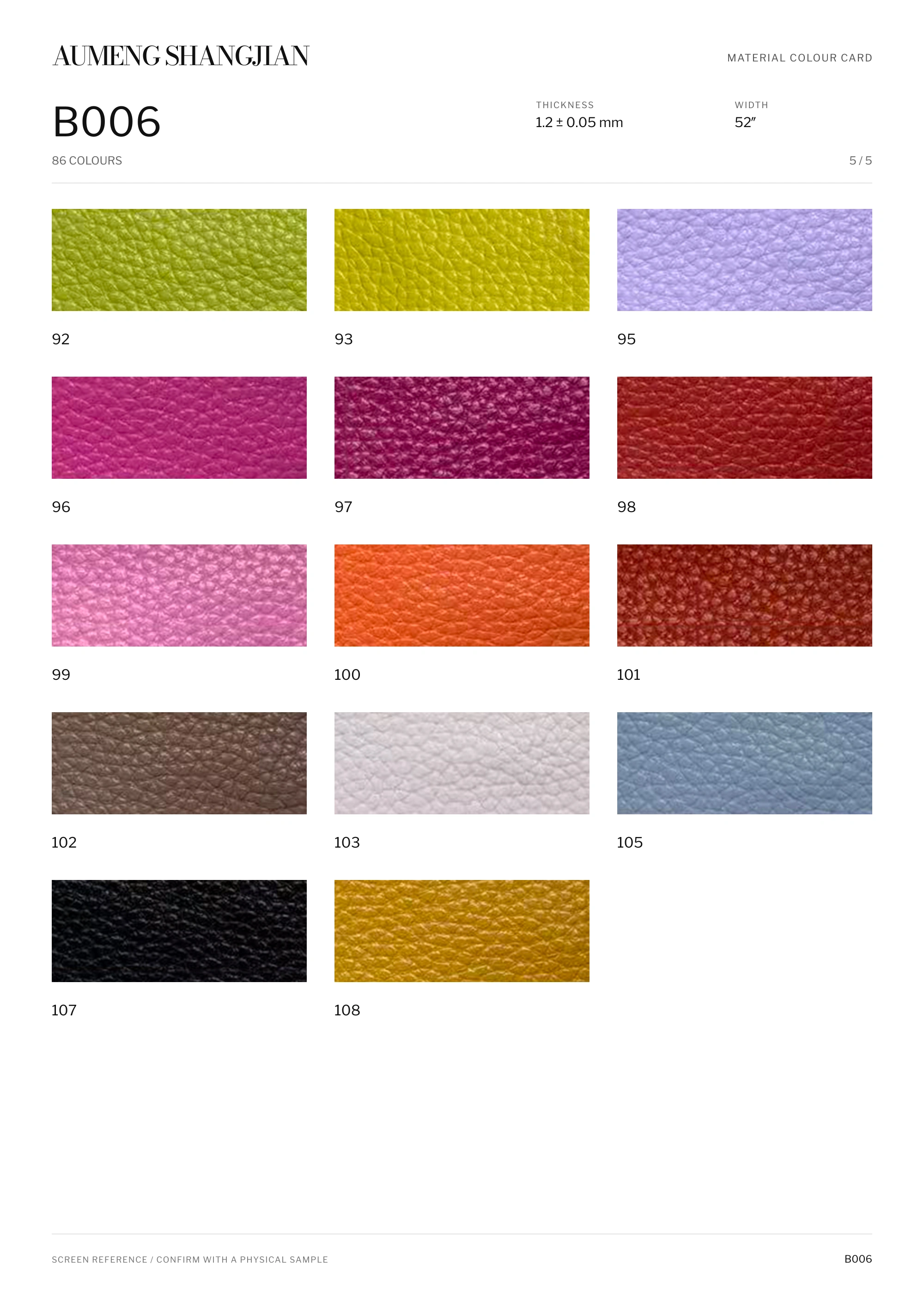 B006 Pebbled grain · Electronic colour card · 5 / 5