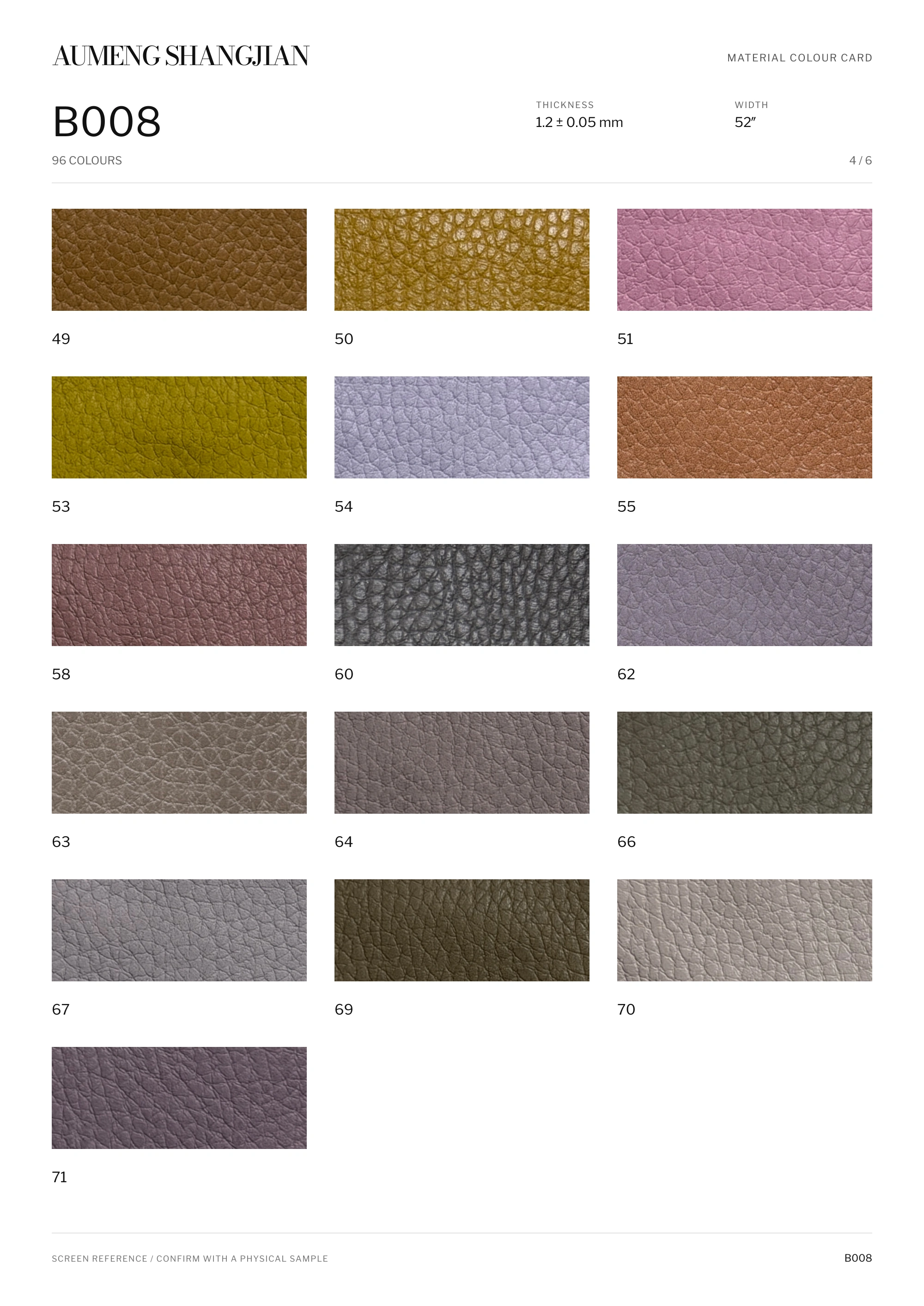 B008 Creased grain · Electronic colour card · 4 / 6