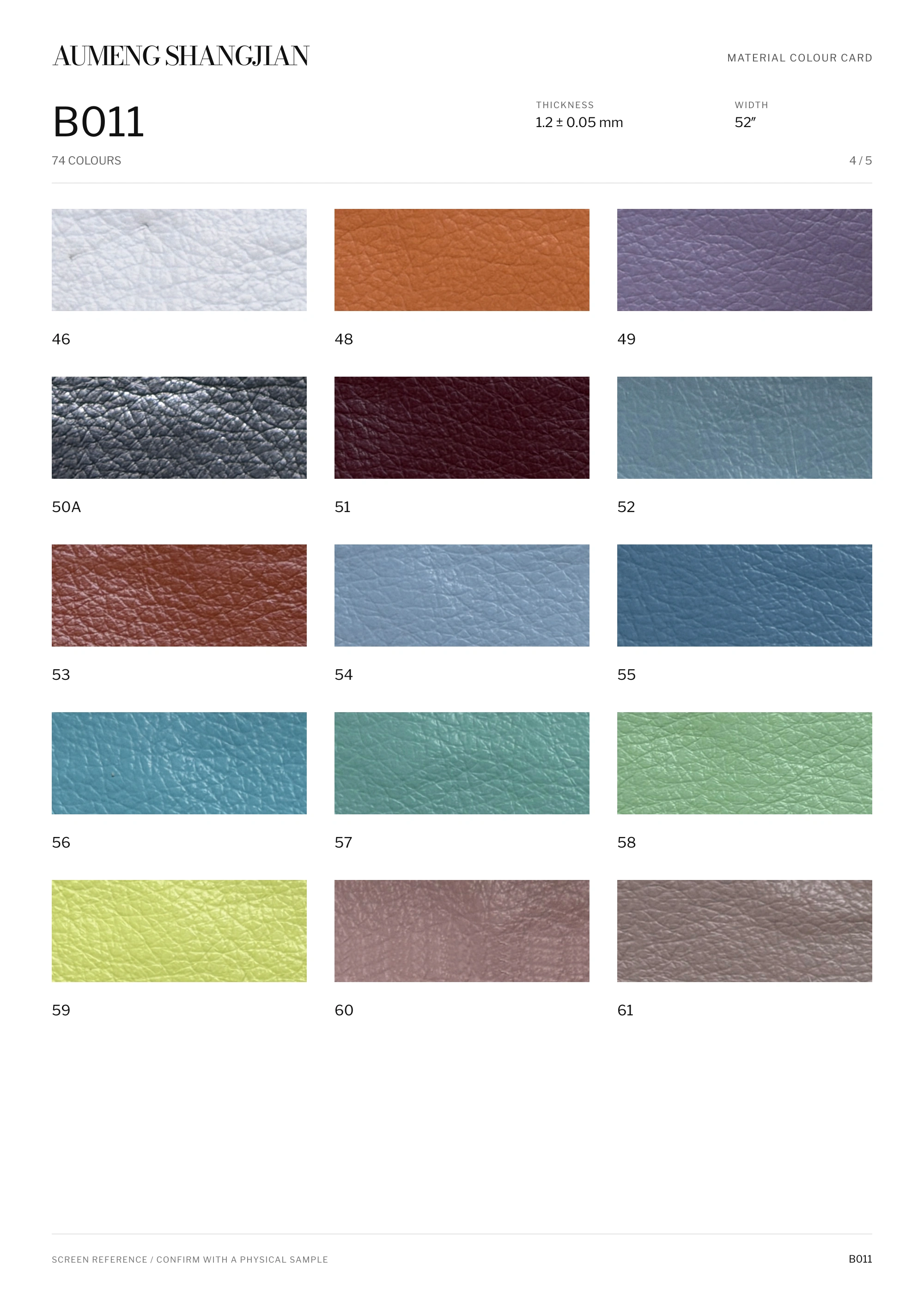 B011 Pebbled grain · Electronic colour card · 4 / 5