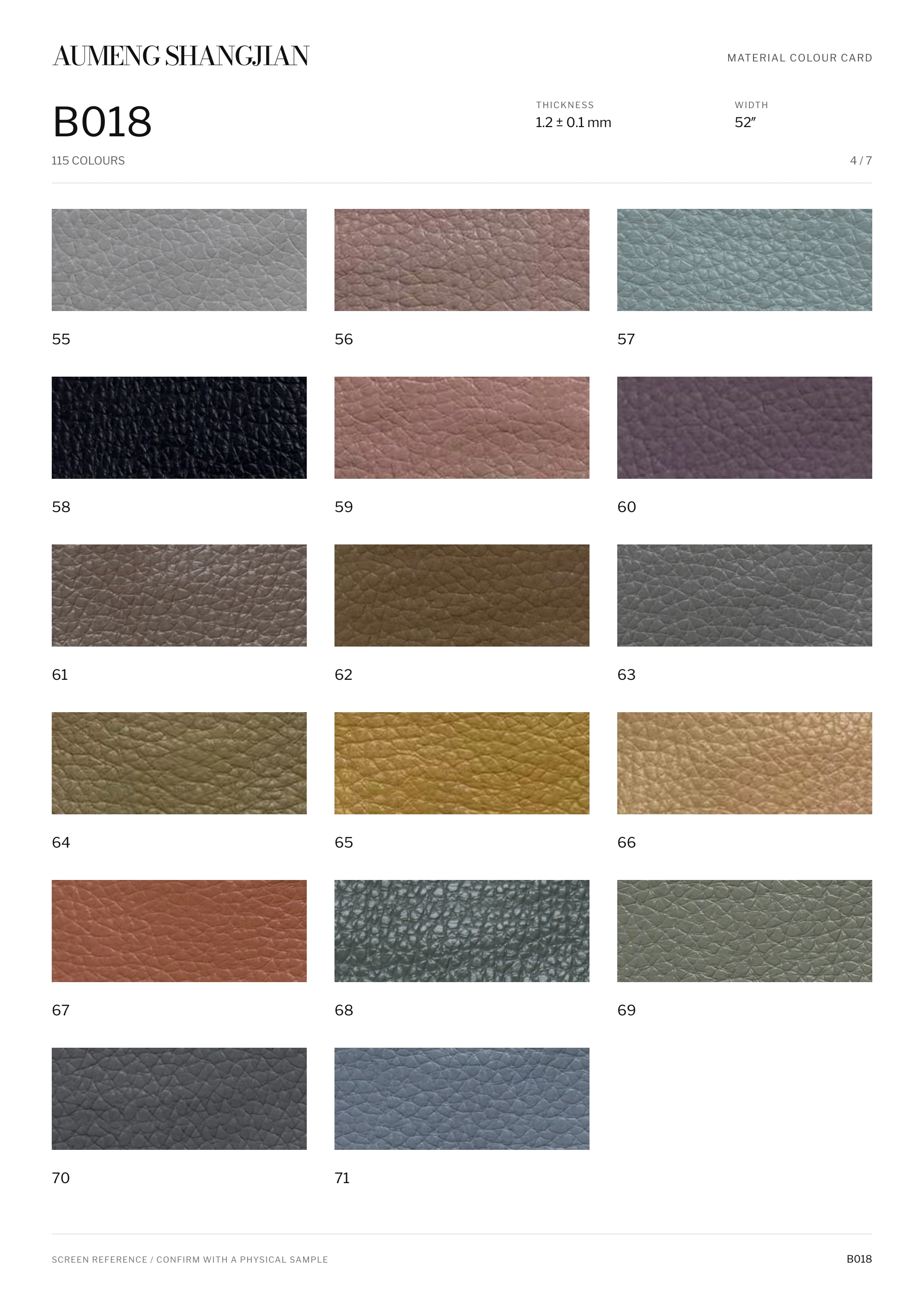 B018 Creased grain · Electronic colour card · 4 / 7
