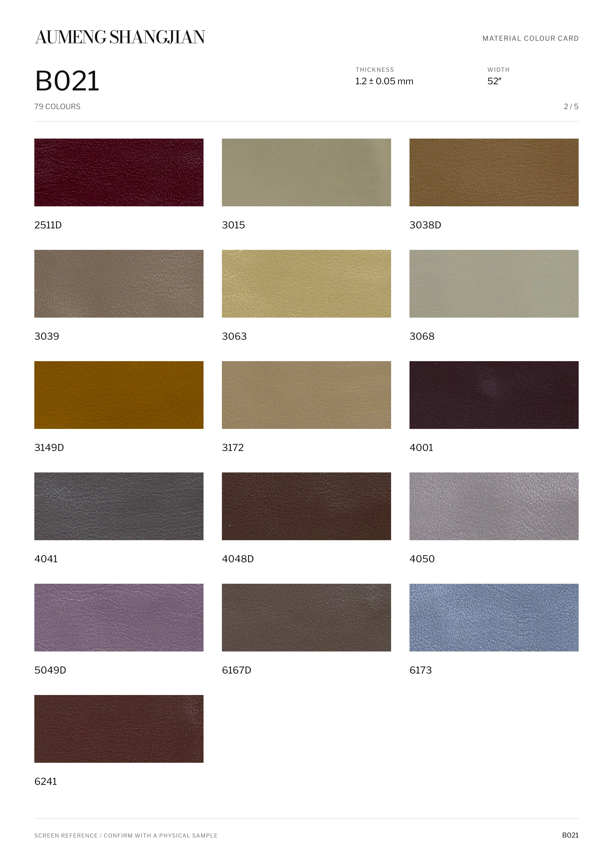 B021 Nappa grain · Electronic colour card · 2 / 5