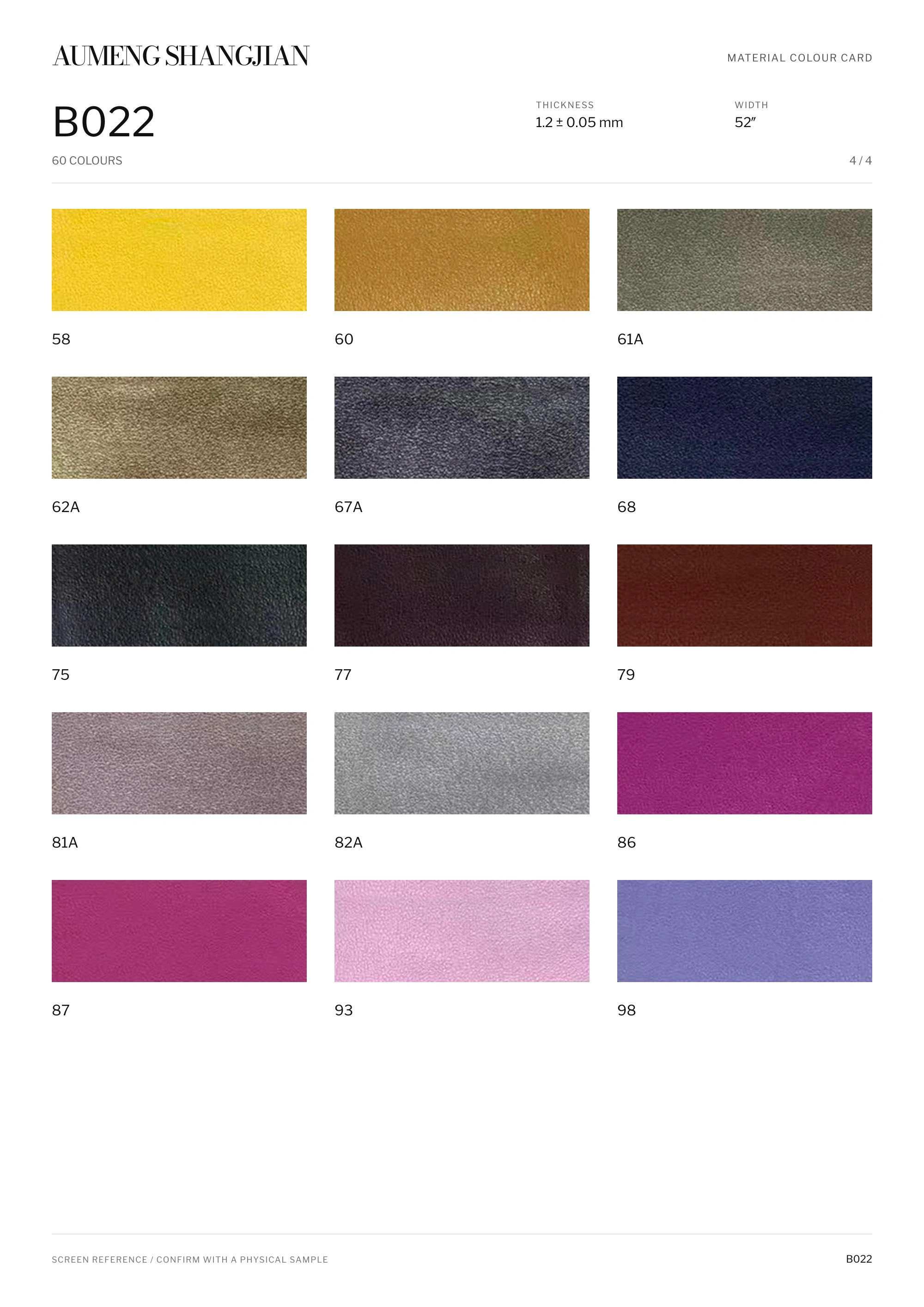B022 Nappa grain · Electronic colour card · 4 / 4