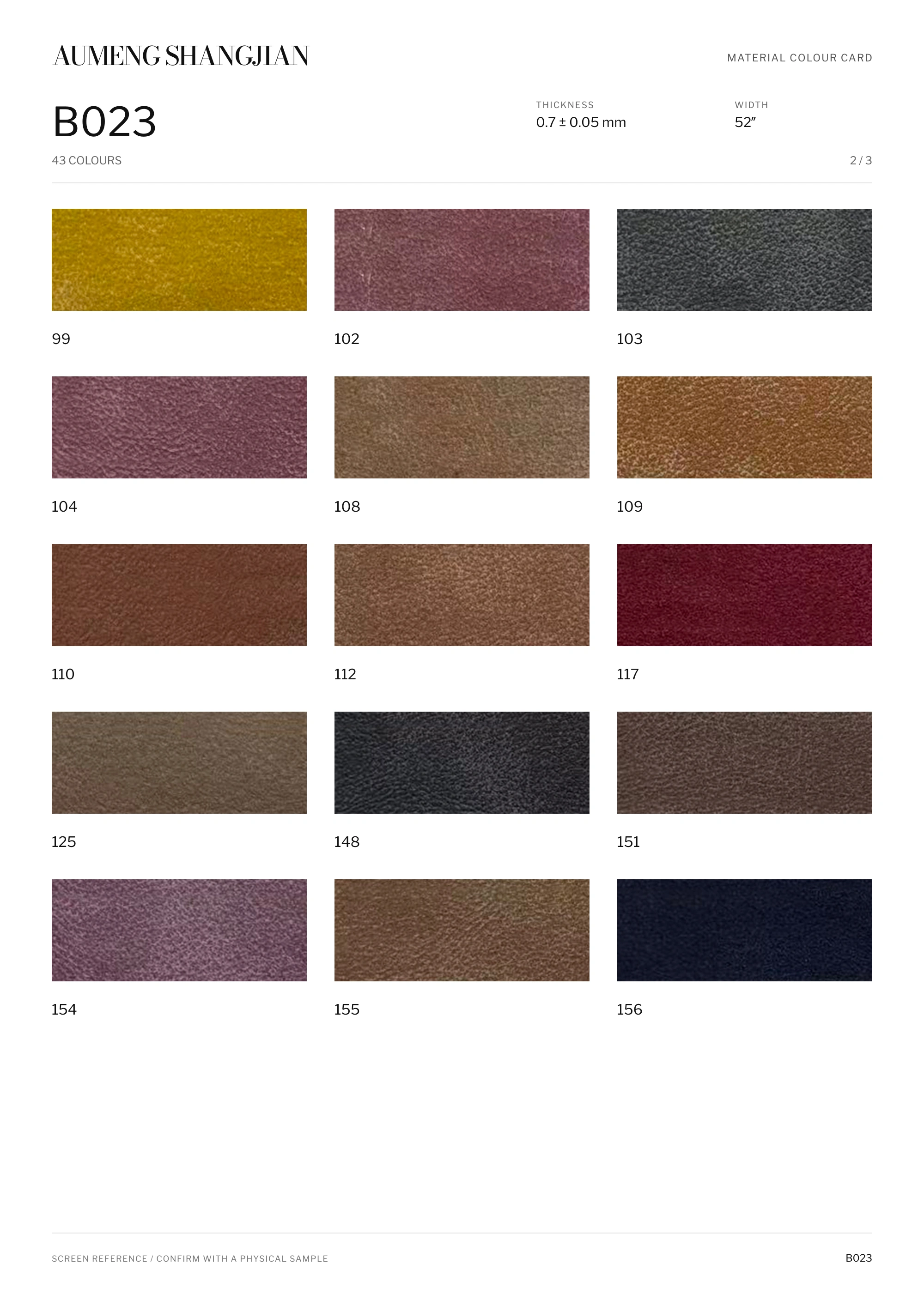 B023 Nappa grain · Electronic colour card · 2 / 3