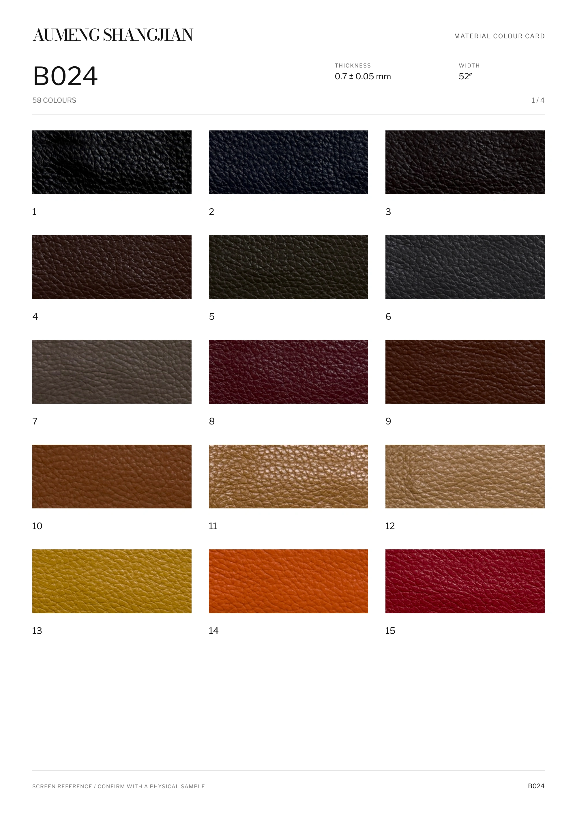 B024 Pebbled grain · Electronic colour card · 1 / 4