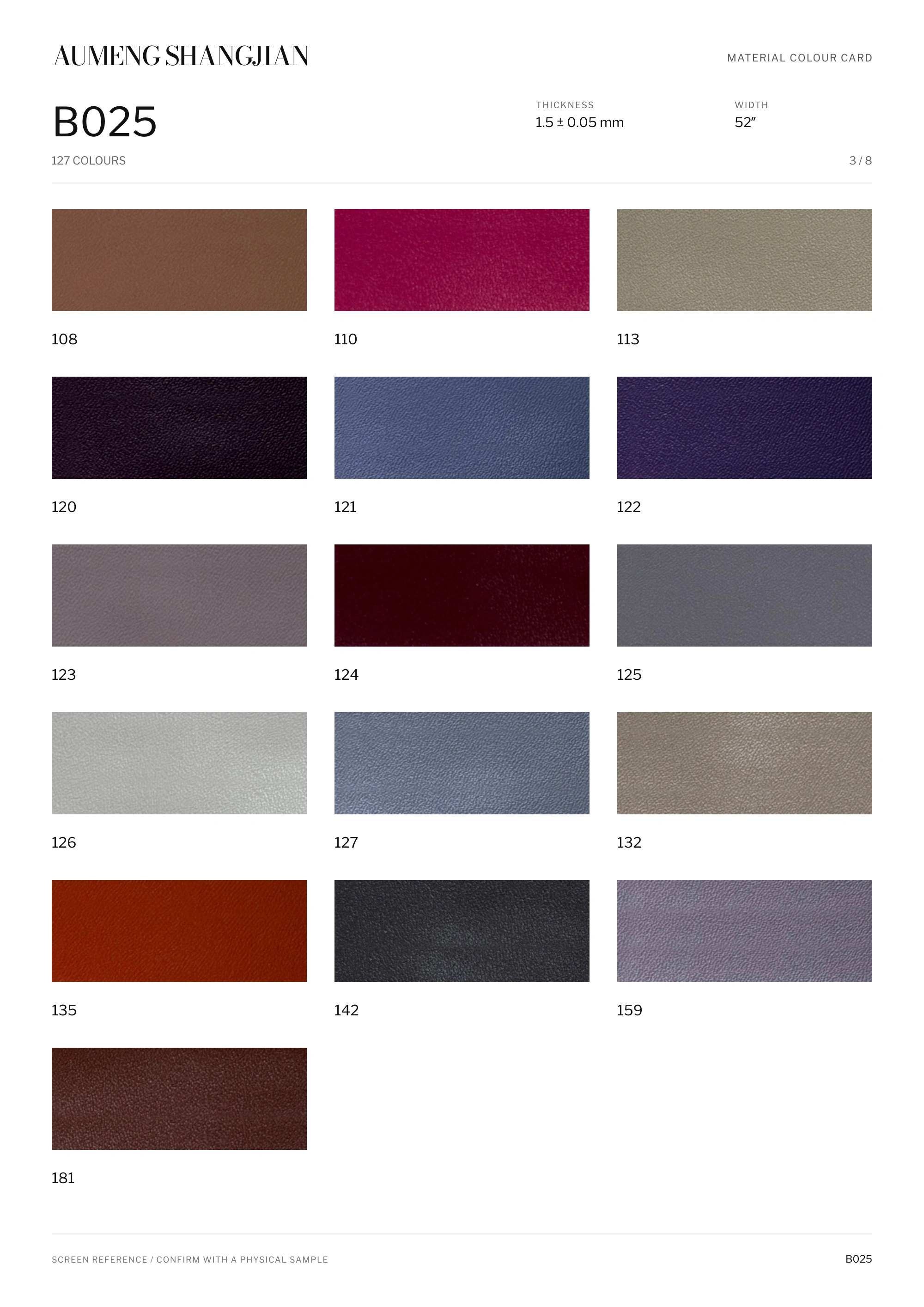 B025 Nappa grain · Electronic colour card · 3 / 8