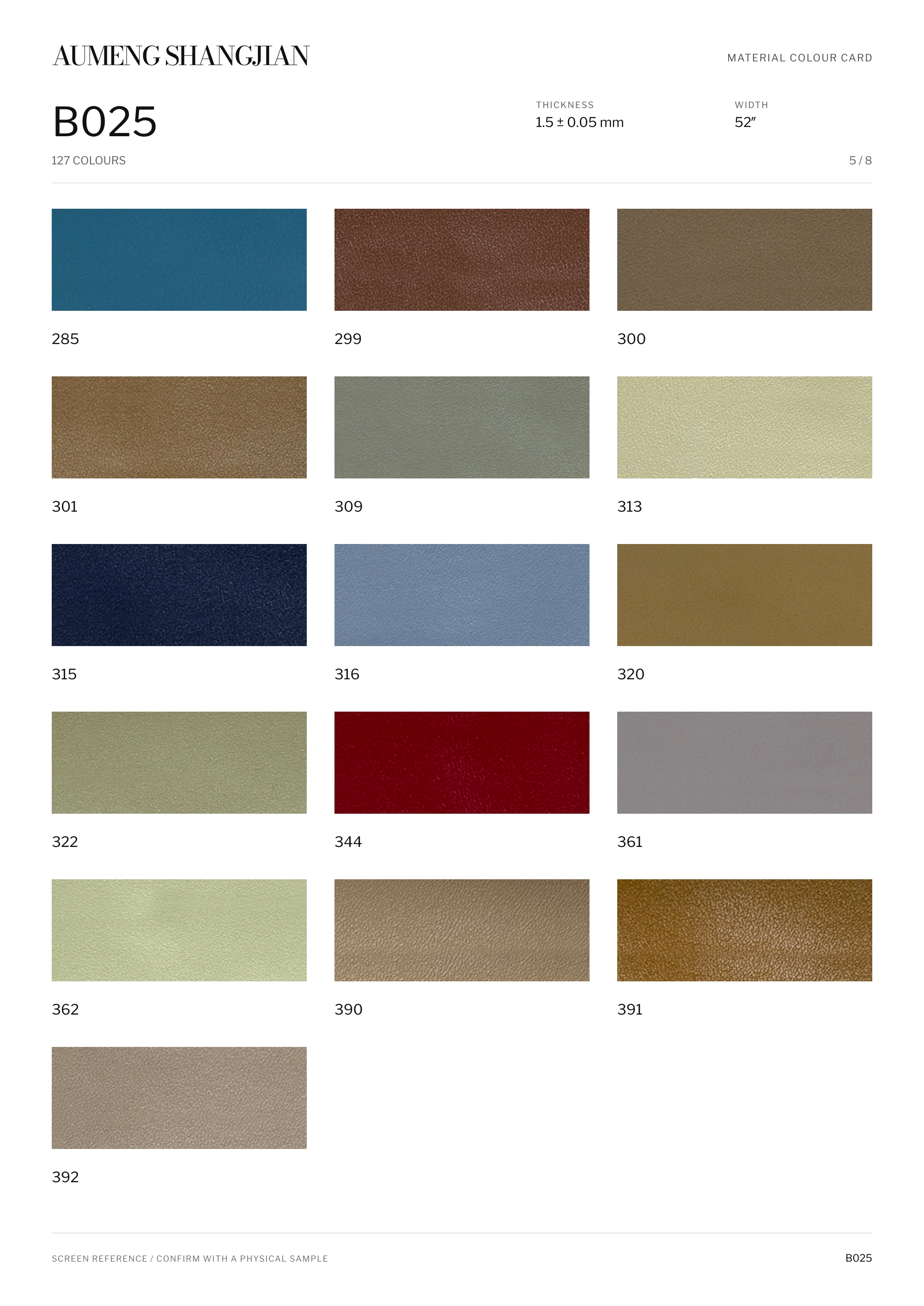 B025 Nappa grain · Electronic colour card · 5 / 8