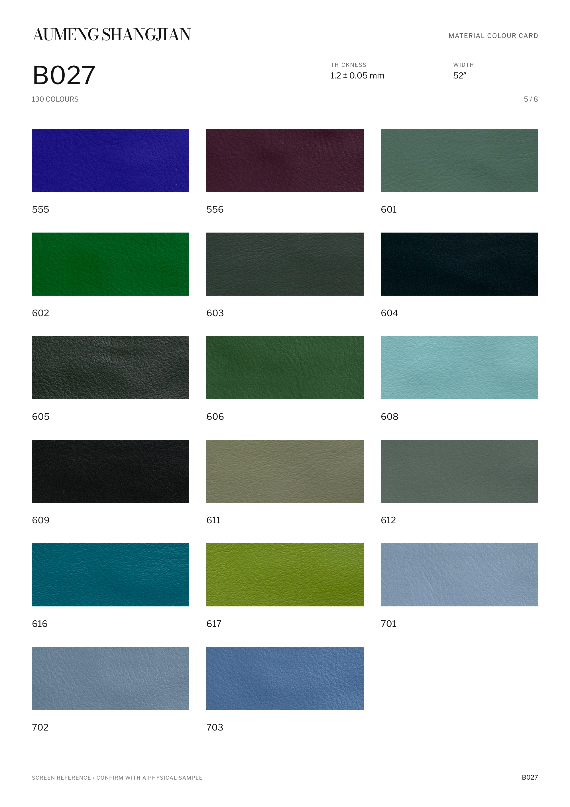 B027 Nappa grain · Electronic colour card · 5 / 8