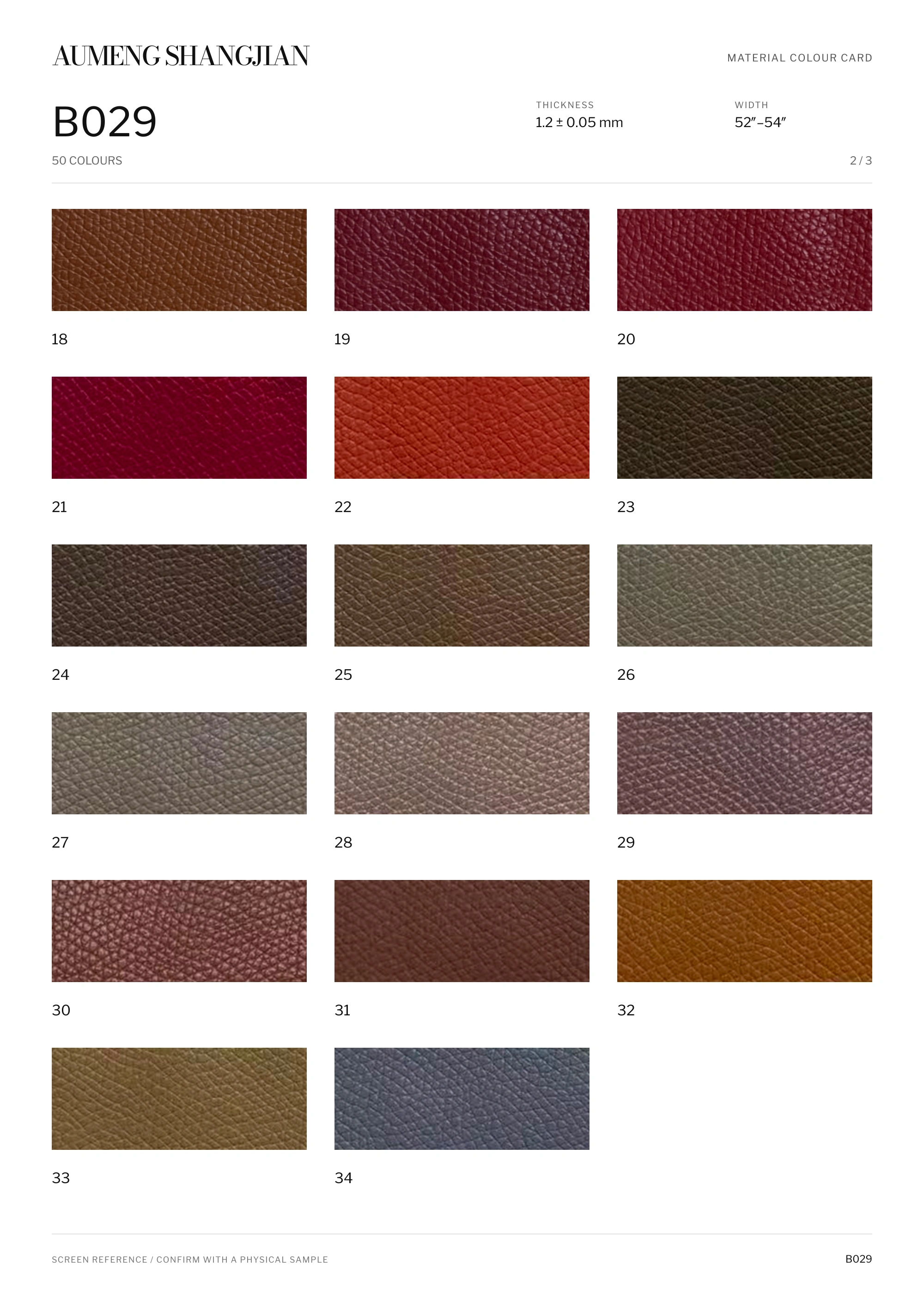 B029 Nappa grain · Electronic colour card · 2 / 3