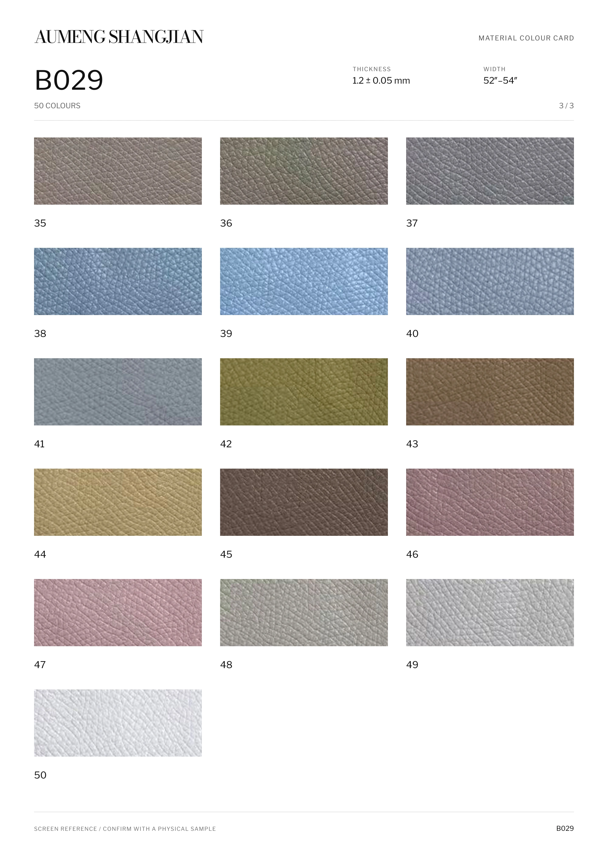 B029 Nappa grain · Electronic colour card · 3 / 3