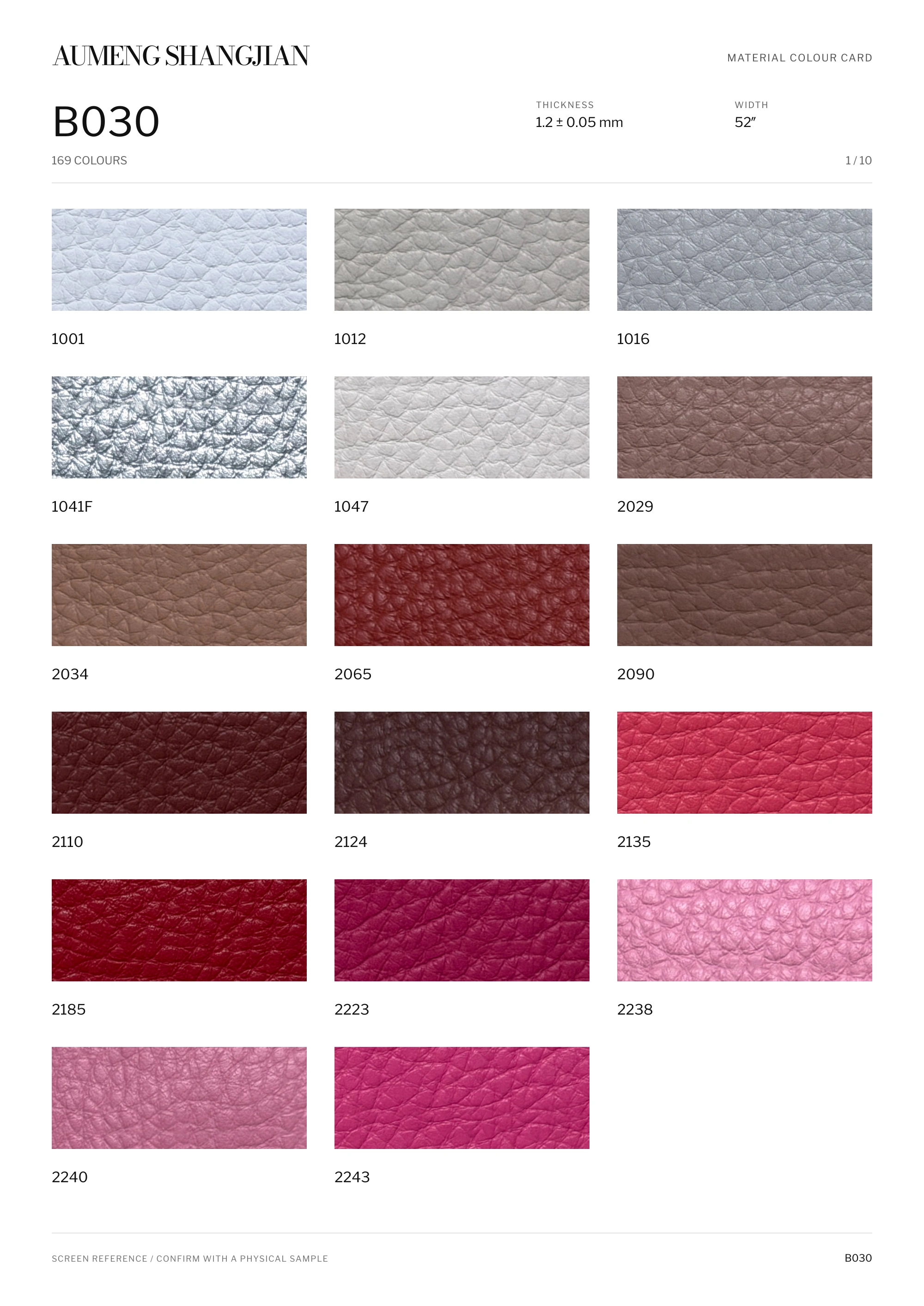 B030 Pebbled grain · Electronic colour card · 1 / 10