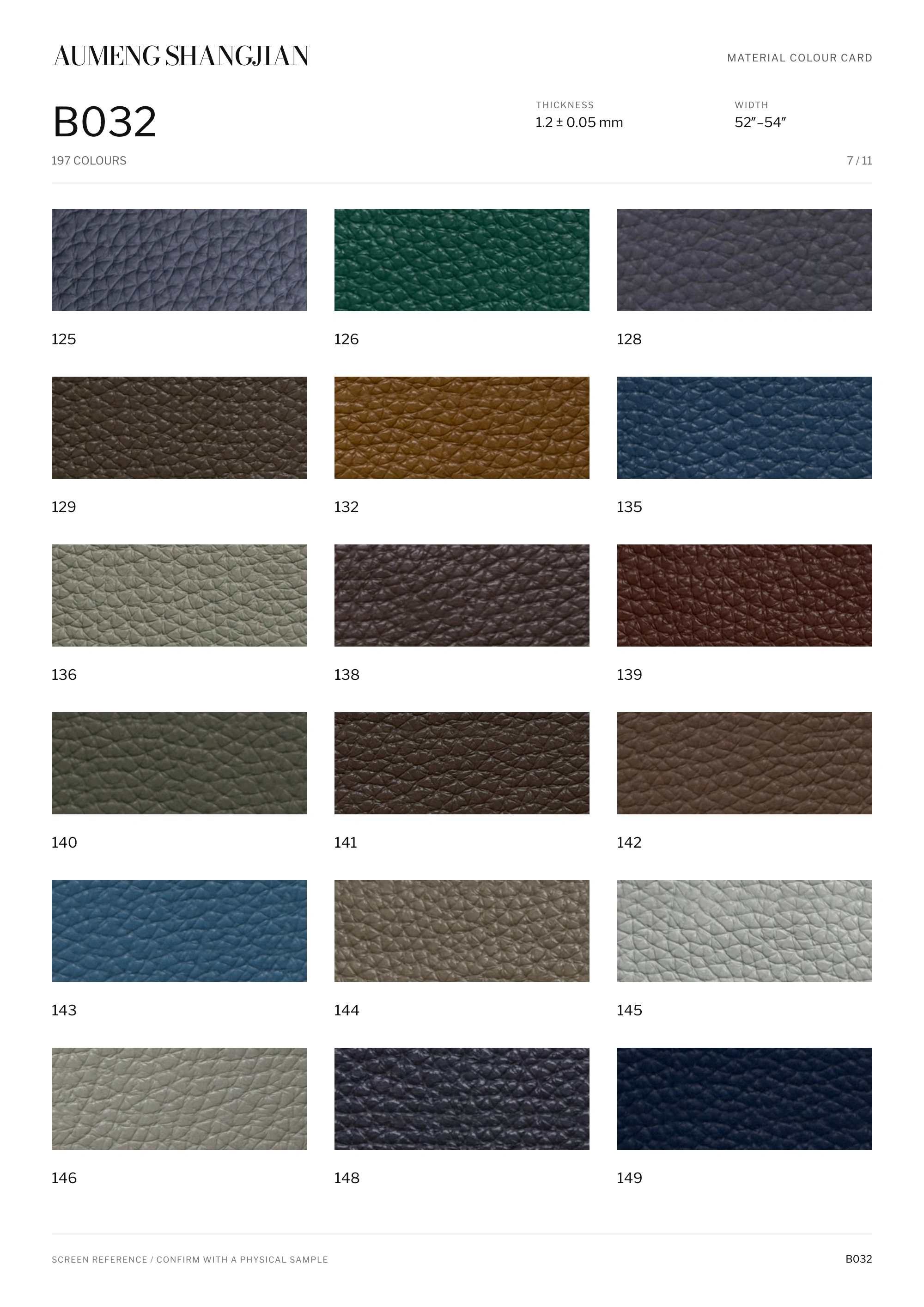 B032 Pebbled grain · Electronic colour card · 7 / 11