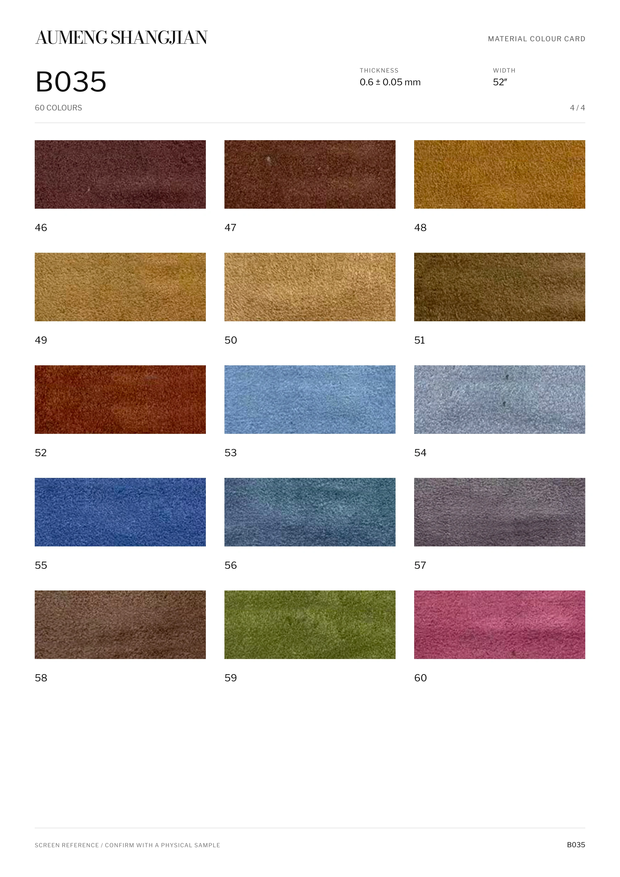 B035 Smooth surface · Electronic colour card · 4 / 4
