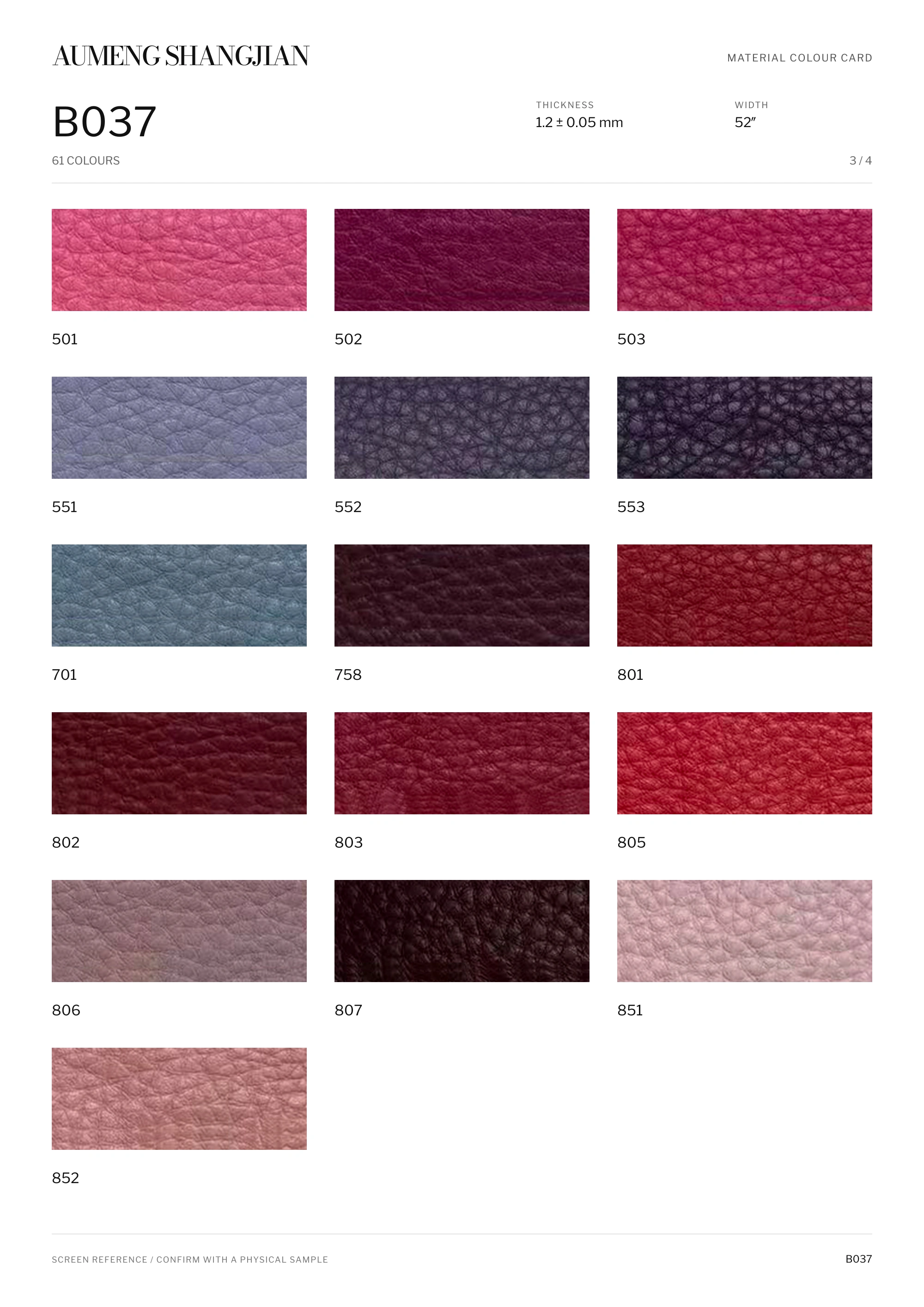 B037 Pebbled grain · Electronic colour card · 3 / 4