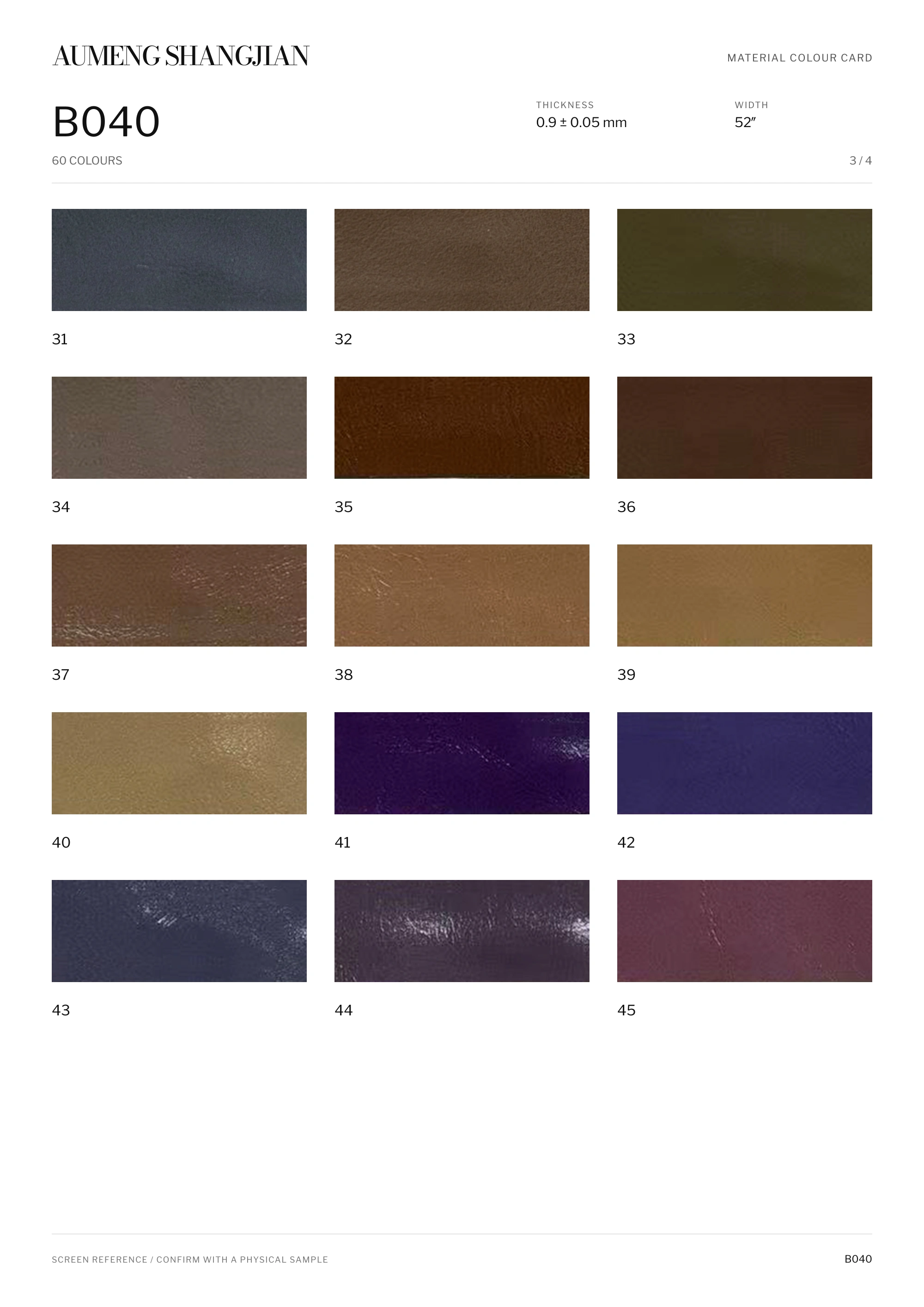 B040 Smooth surface · Electronic colour card · 3 / 4