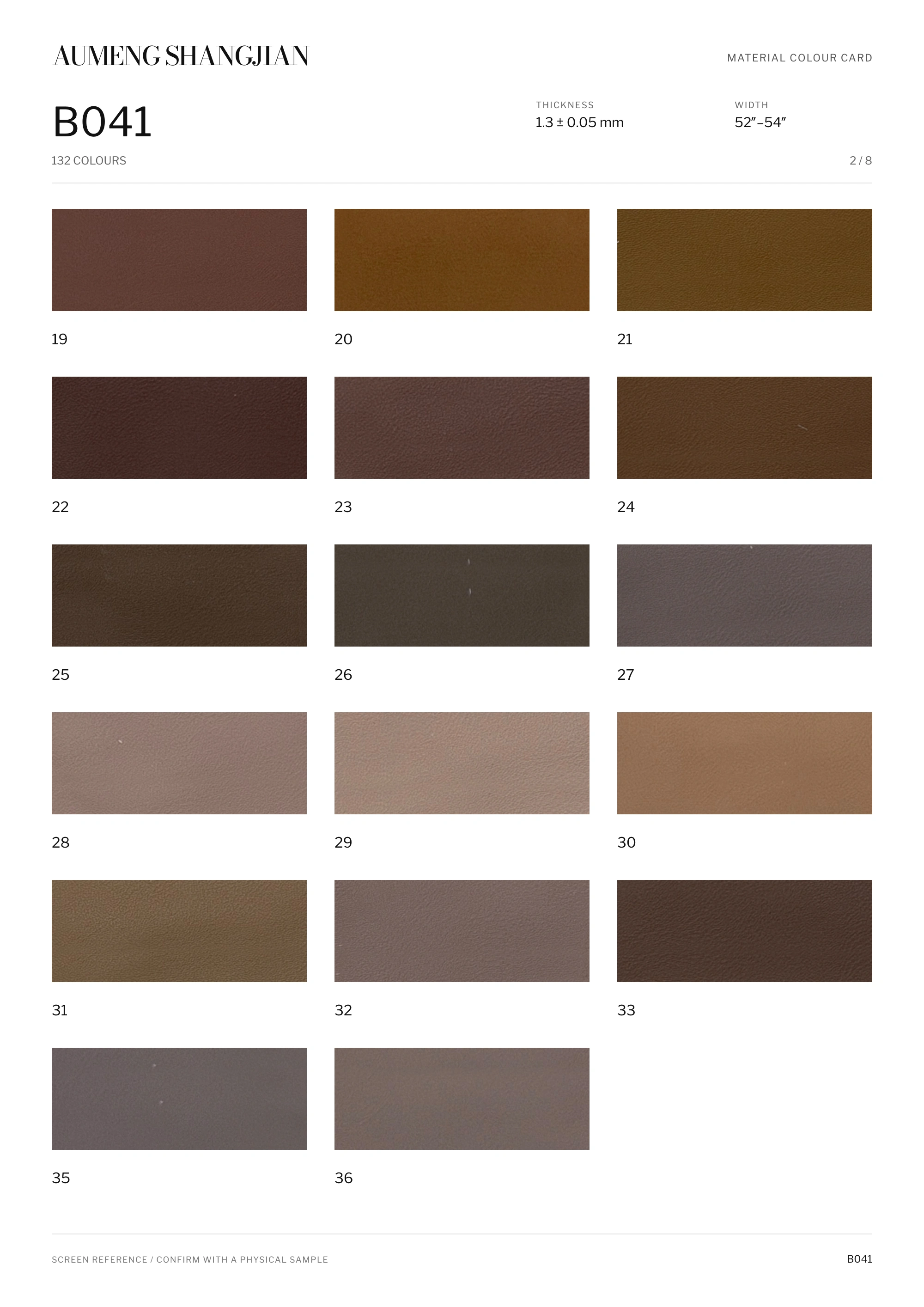 B041 Smooth surface · Electronic colour card · 2 / 8