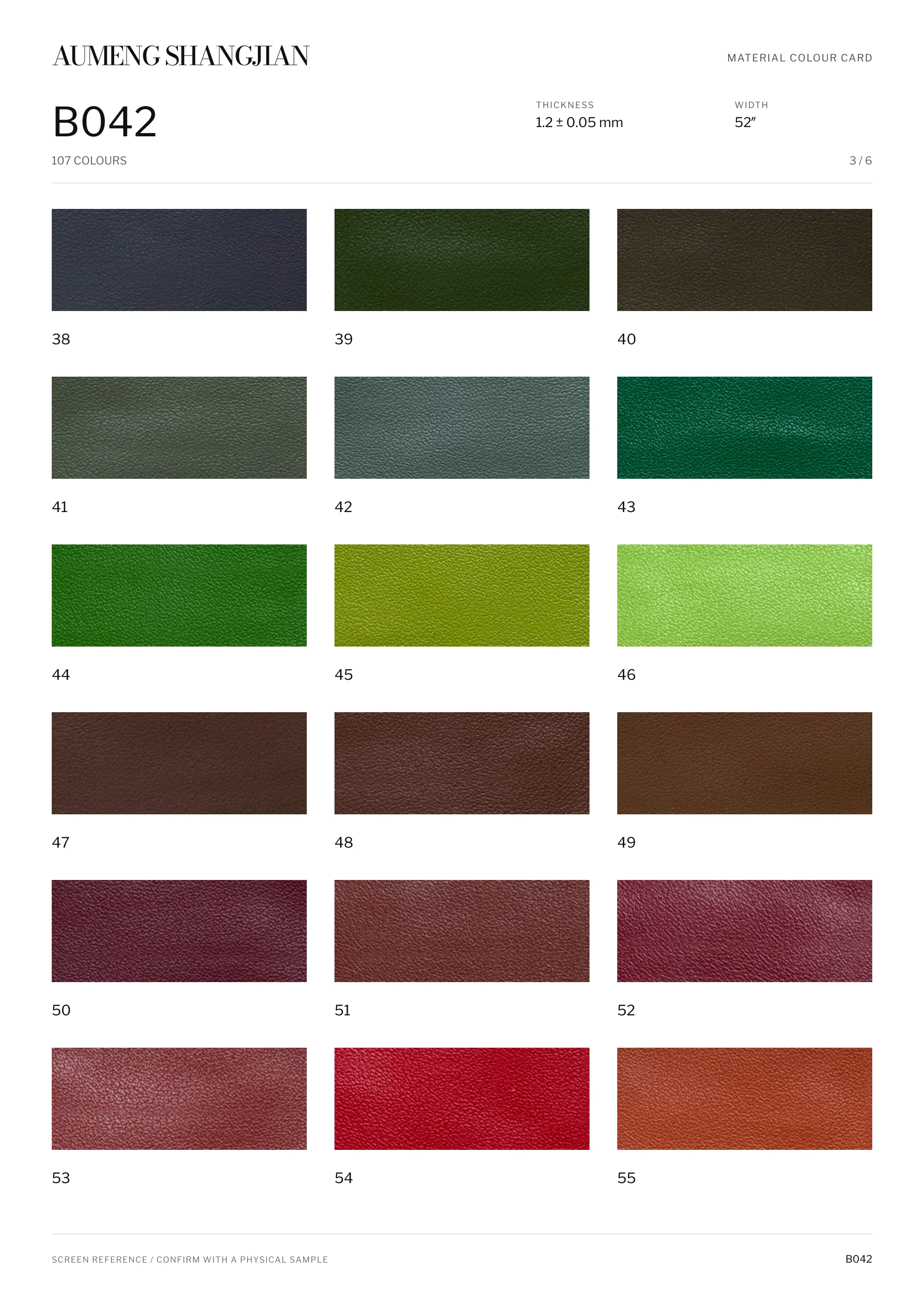 B042 Nappa grain · Electronic colour card · 3 / 6