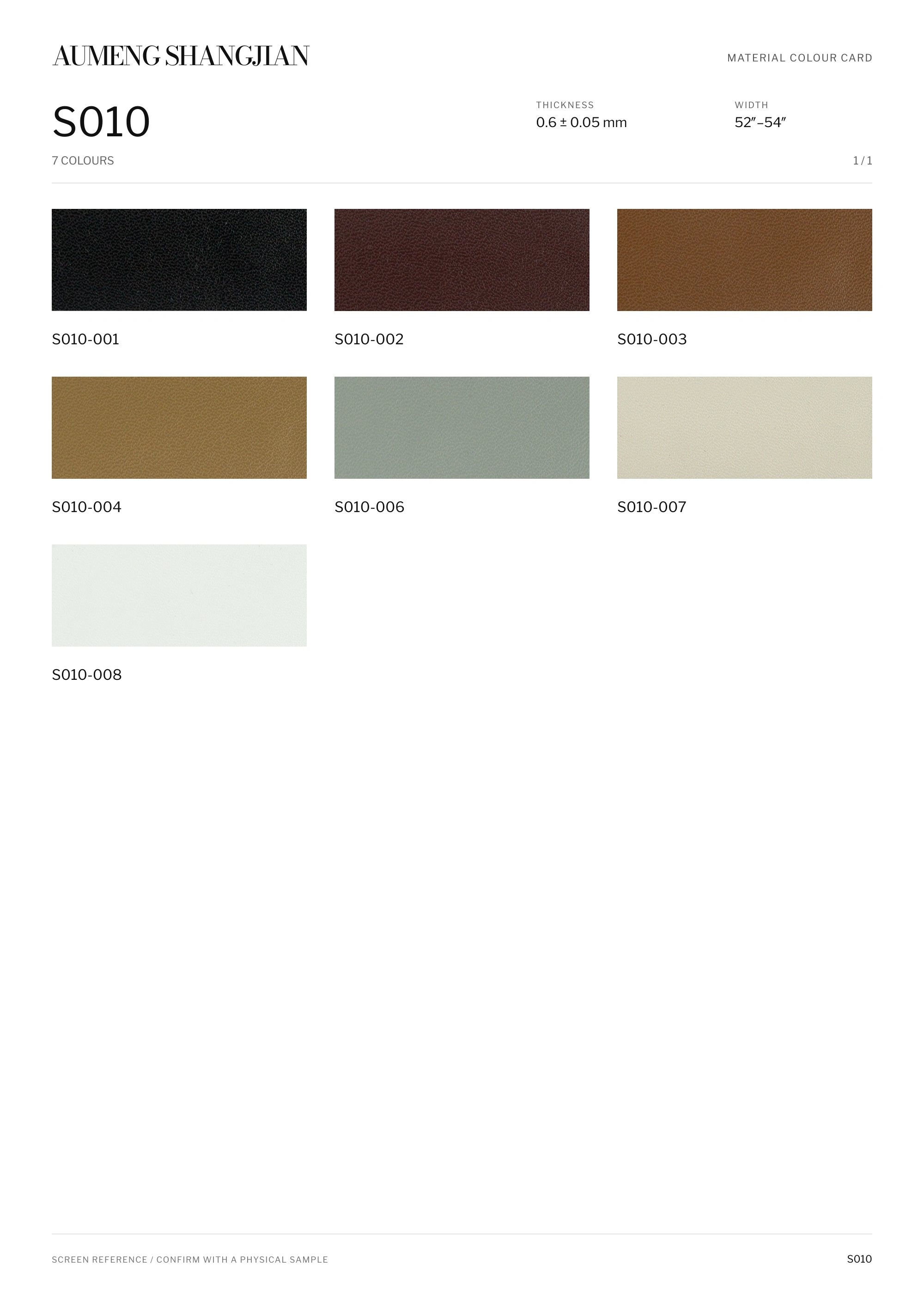 S010 Nappa grain · Electronic colour card · 1 / 1