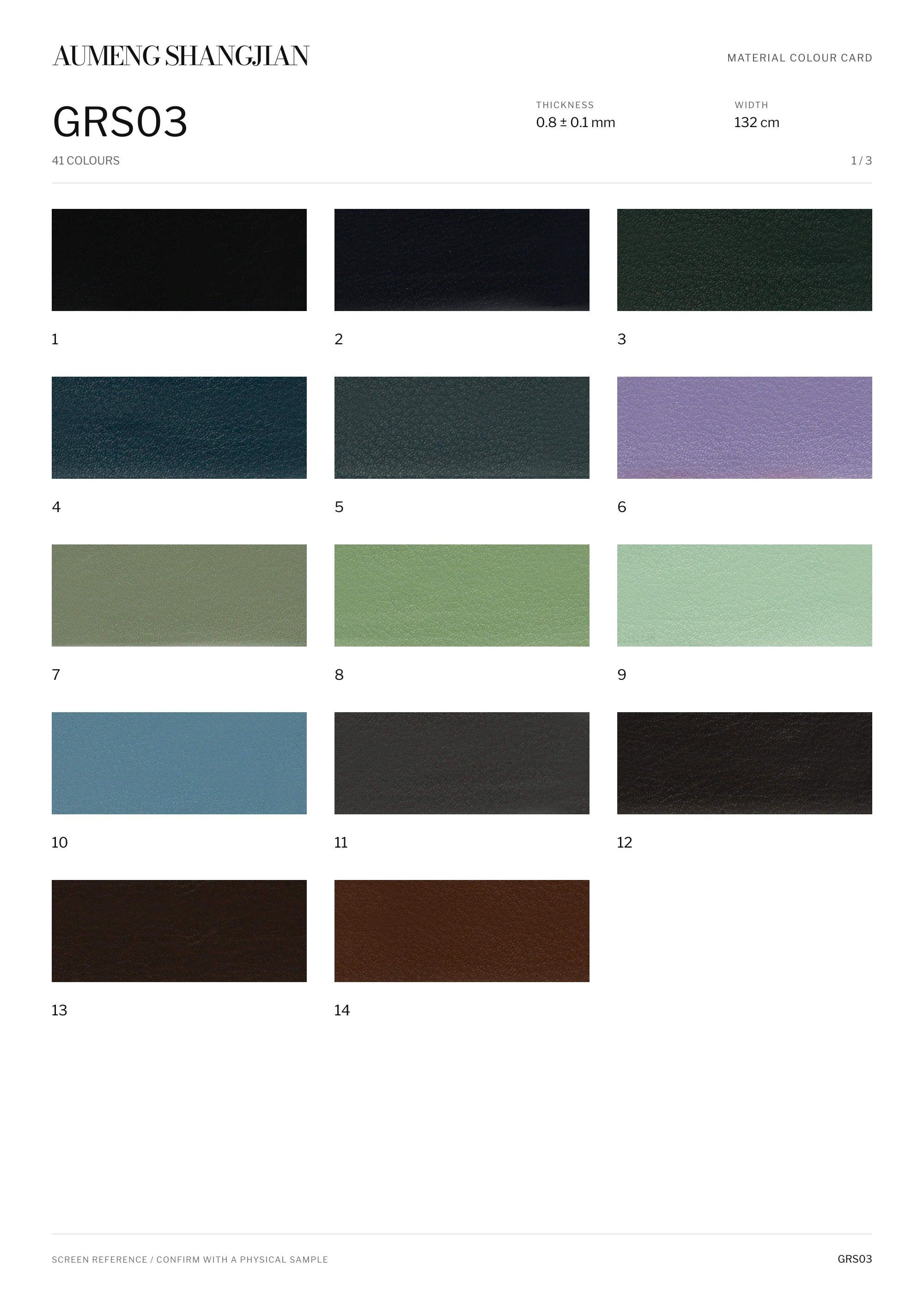 GRS03 Pebbled grain · Electronic colour card · 1 / 3
