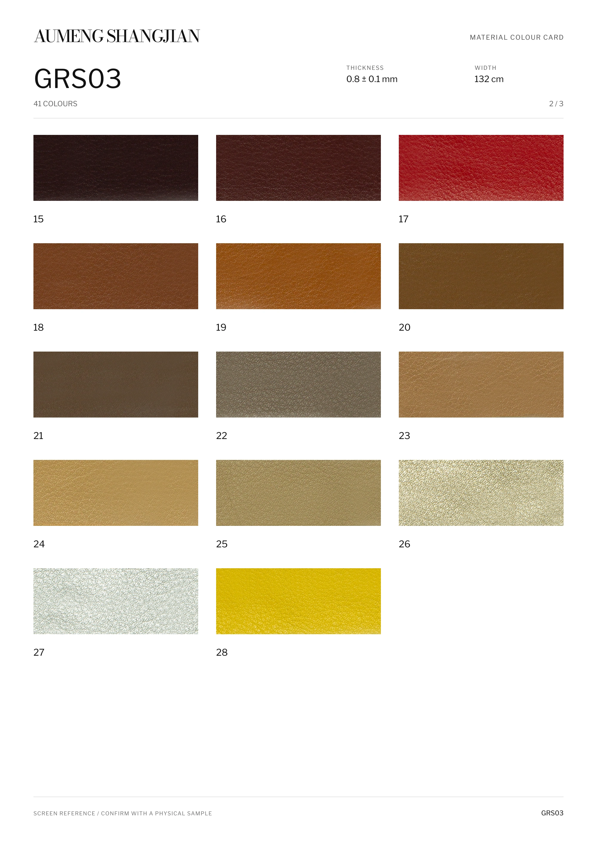 GRS03 Pebbled grain · Electronic colour card · 2 / 3