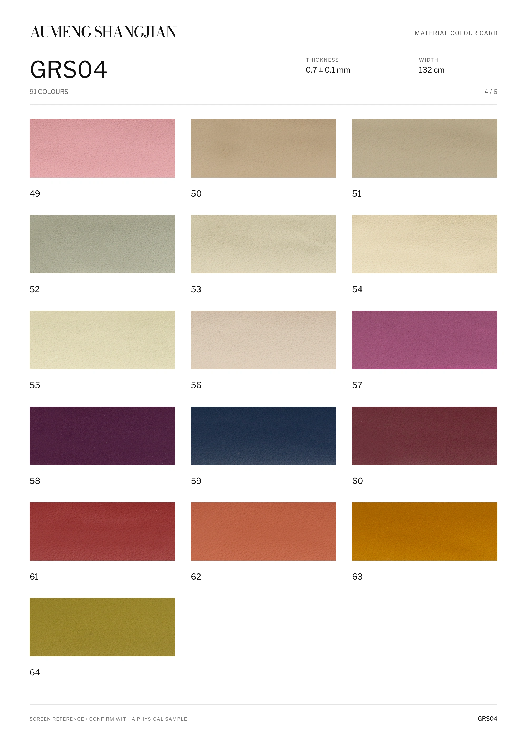 GRS04 Sheepskin grain · Electronic colour card · 4 / 6