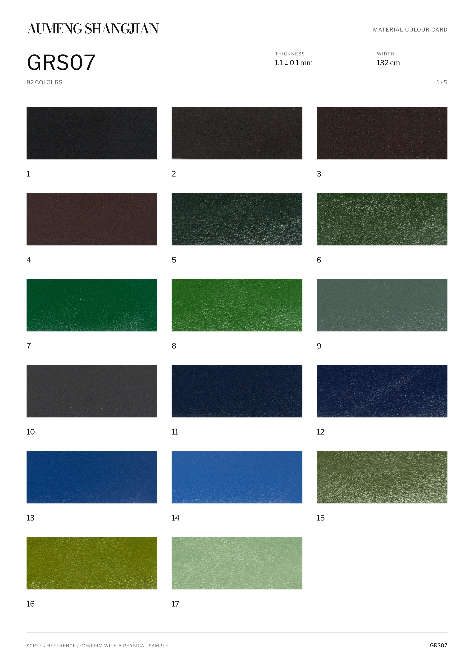 GRS07 Nappa grain · Electronic colour card · 1 / 5