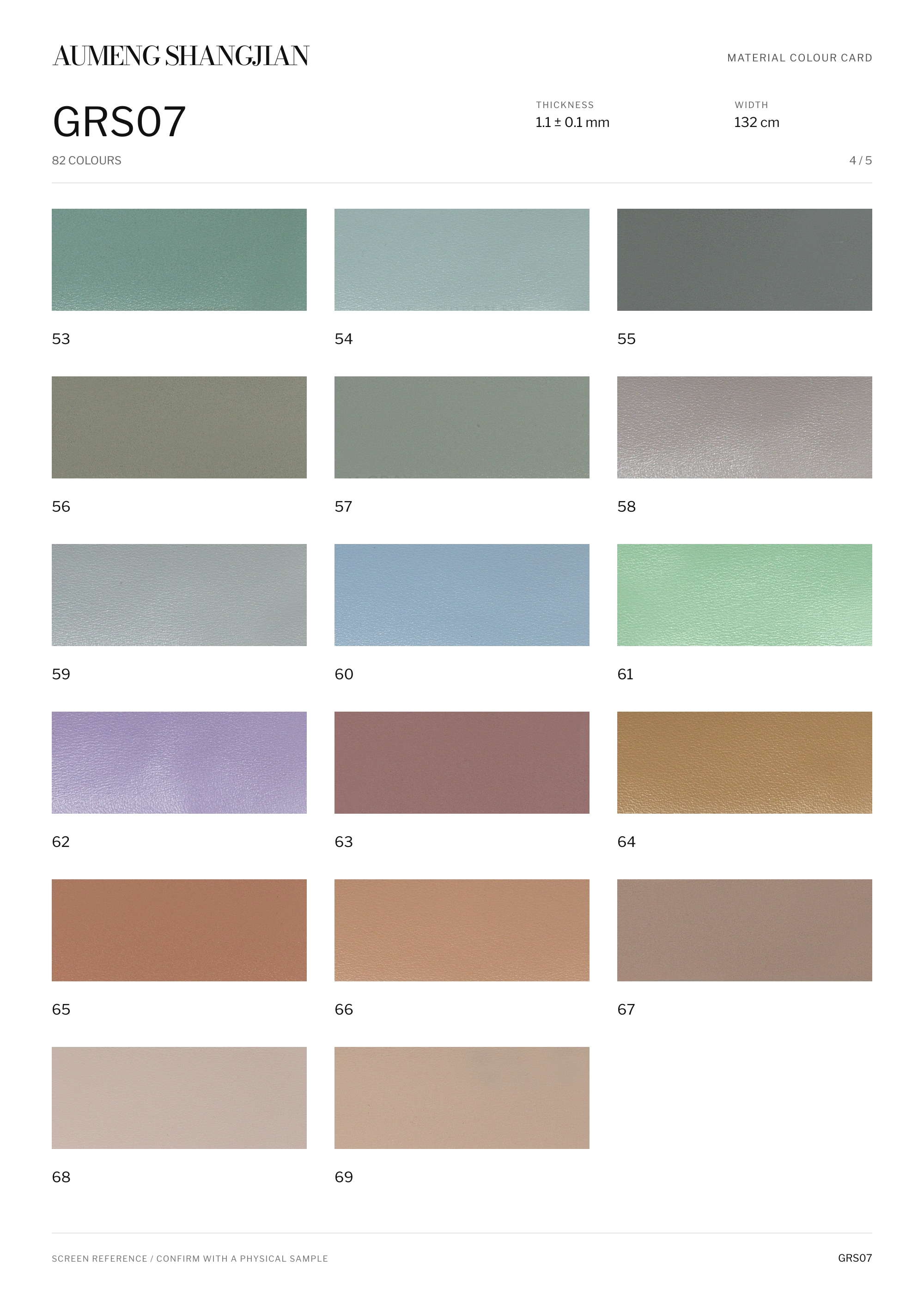 GRS07 Nappa grain · Electronic colour card · 4 / 5