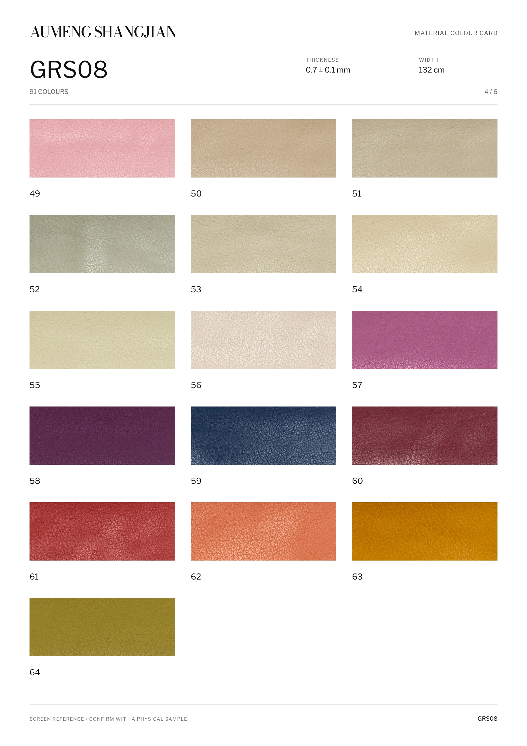 GRS08 Pebbled grain · Electronic colour card · 4 / 6