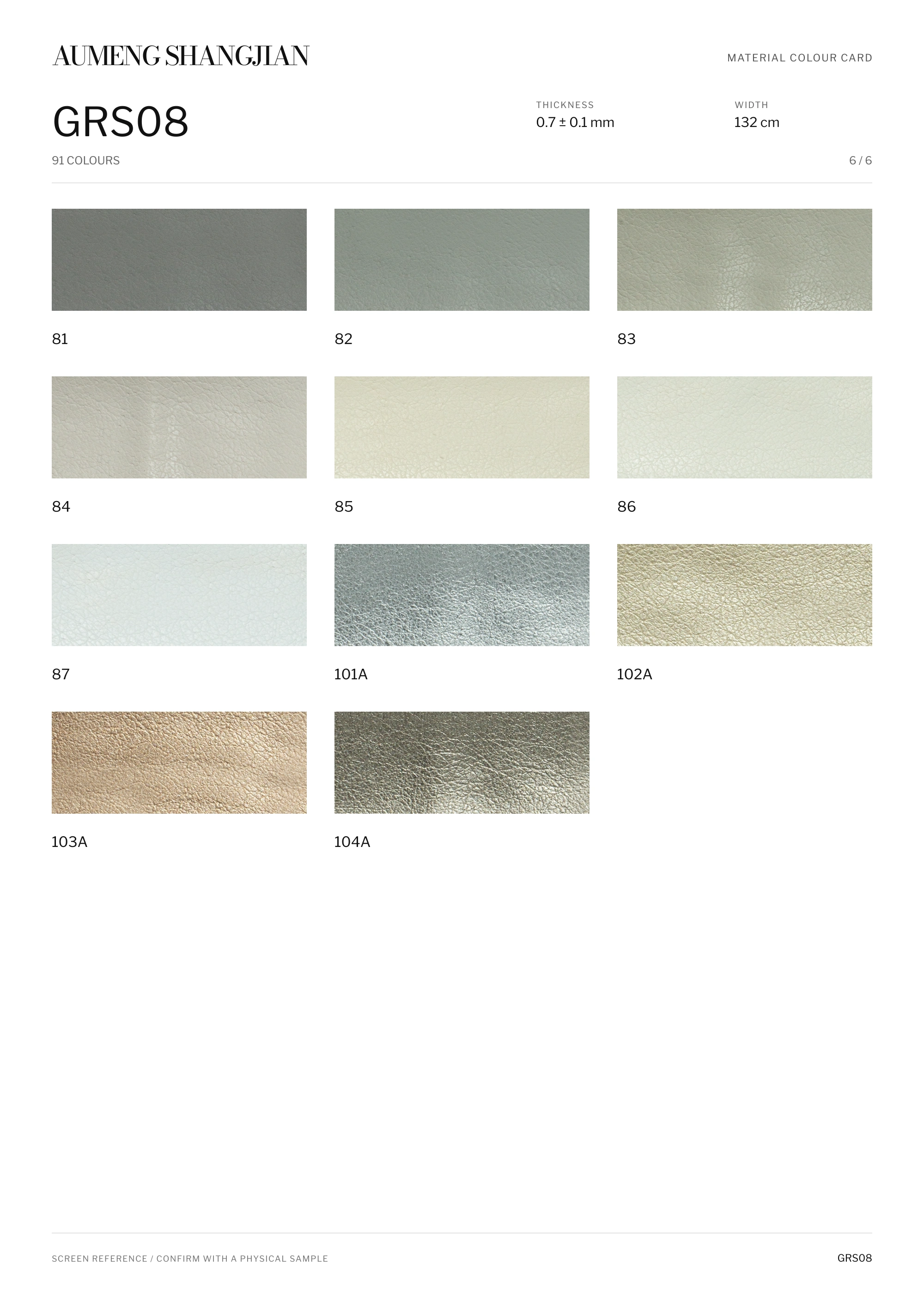 GRS08 Pebbled grain · Electronic colour card · 6 / 6